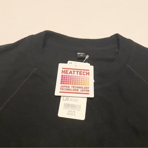 Uniqlo Heattech Stretch Fleece Crewneck Black Top Womens Large - Picture 3 of 16